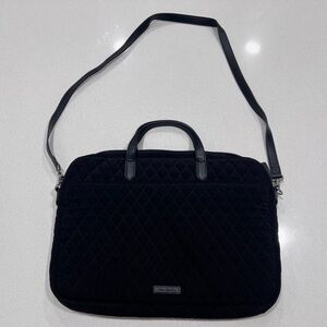 Vera Bradley Black Laptop Bag with Adjustable Strap and Zipper Closure